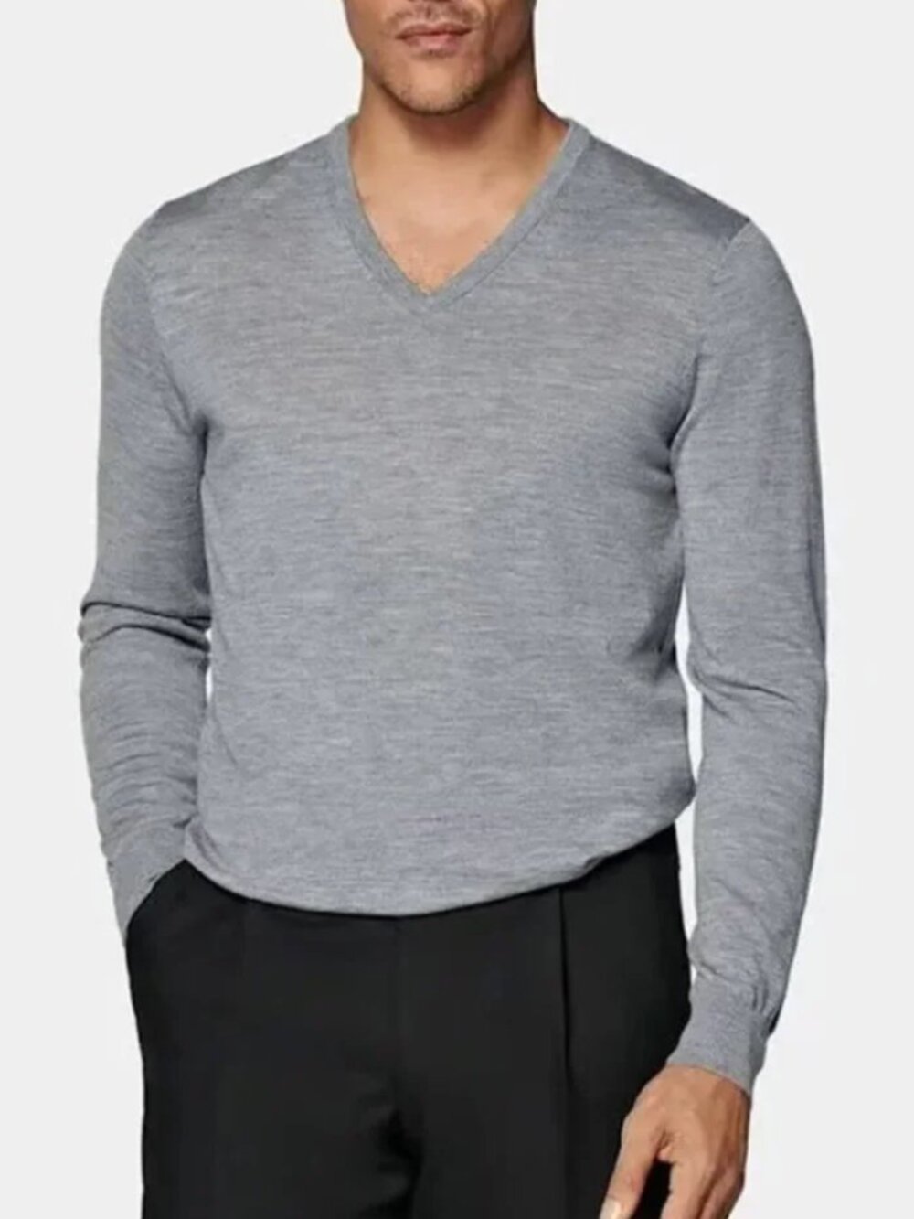Suit Supply Men's V-Neck Sweater in Gray